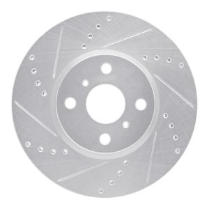 Toyota Yaris Brake Rotor (1) - Front Left - R1 Concepts - Drilled & Slotted - Silver - `12-`18